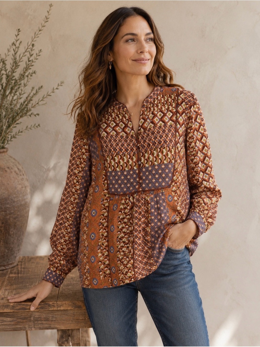 Anthropologie Lively Boho Top Size M
